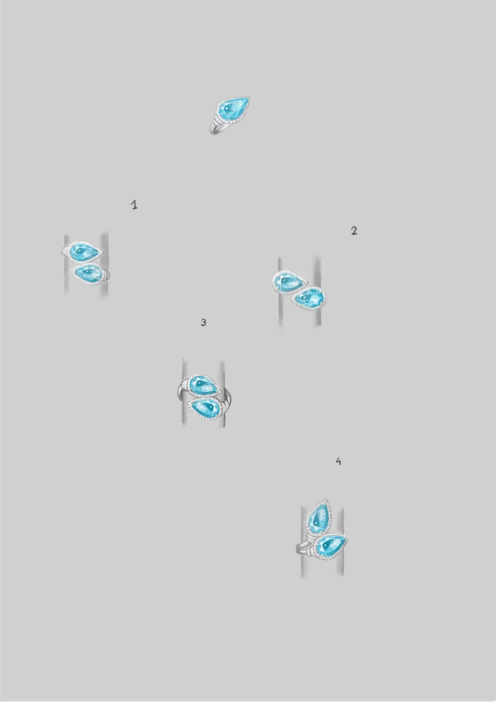 First drawing of the Toi et Moi ring